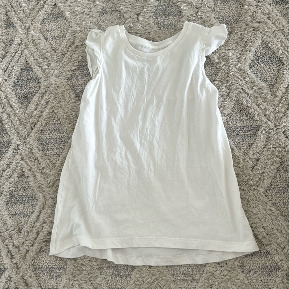 White Tee Shirt with Ruffle Sleeves